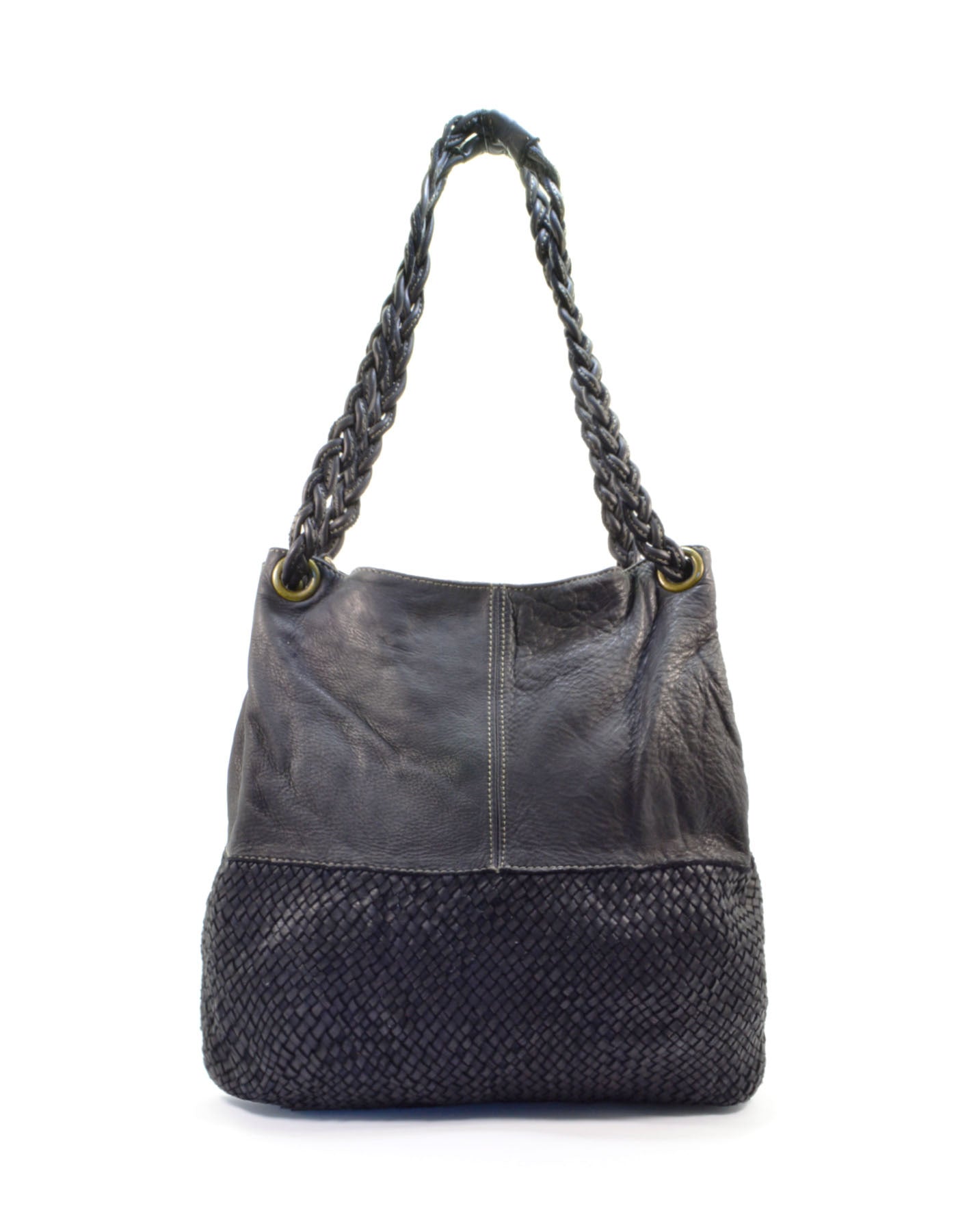 BZNA Bag May Schwarz Italy Designer Damen Handtasche Tasche Schafsleder Shopper - B Z N A