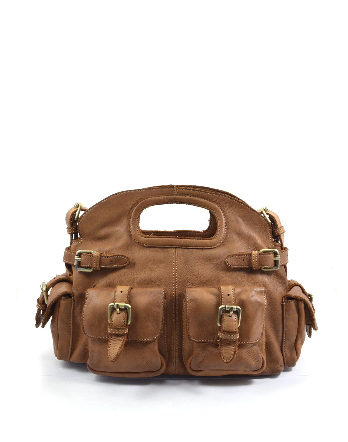 BZNA Bag Radika Cognac Italy Damen Handtasche Schultertasche Tasche Leder - B Z N A