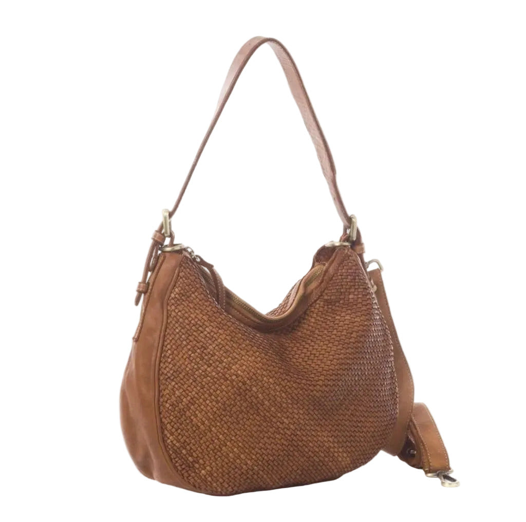 BZNA Bag Anja Cognac Italy Designer Beutel Umhängetasche Damen Handtasche Leder - B Z N A