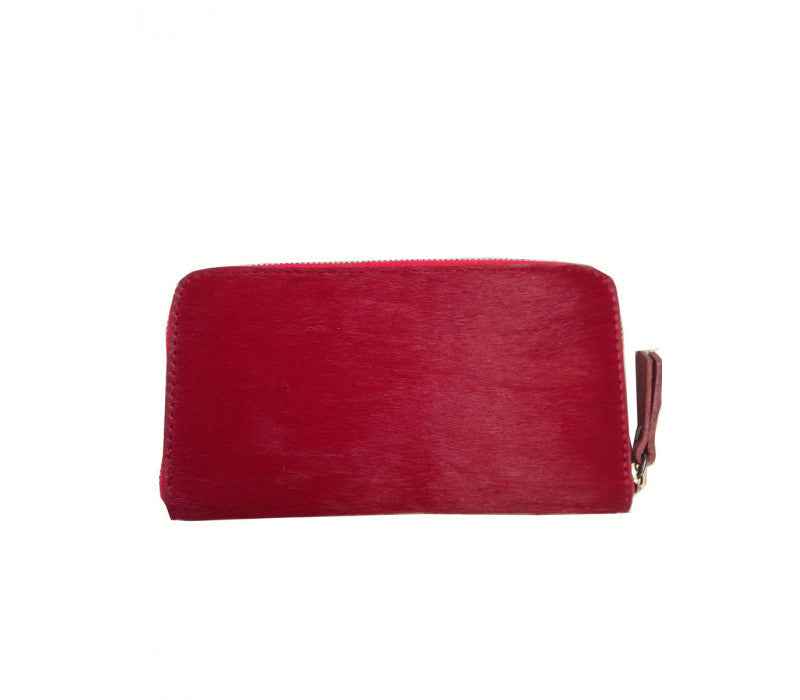 BZNA Berlin Fell Baya Rosso Echtfell Wallet Leather Leder Portemonnaie Geldbörse Clutch
