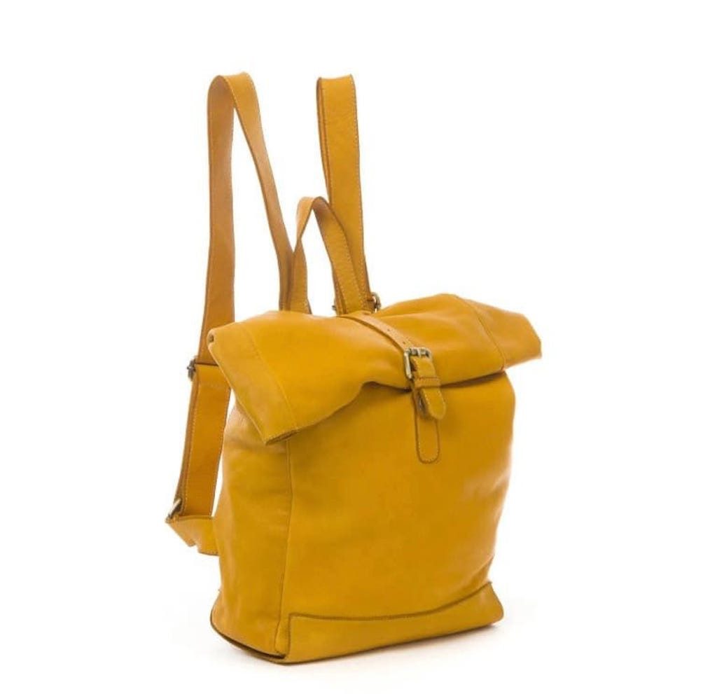 BZNA Rucksack Kev Gelb Unisex Roll Top Backpacker Designer Handtasche - B Z N A