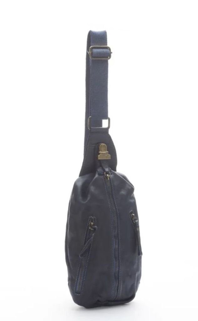 BZNA Bag Martin blau Italy Designer Gürteltasche Bauchtasche Fanny Bag Umhängetasche Schultertasche Tasche Leder Shopper Neu - B Z N A