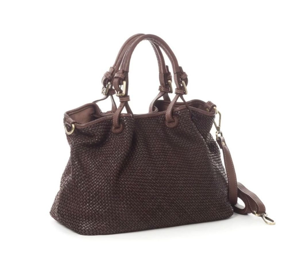BZNA Bag Erna Braun Italy Designer geflochten Damen Handtasche Schultertasche Tasche Leder Shopper - B Z N A
