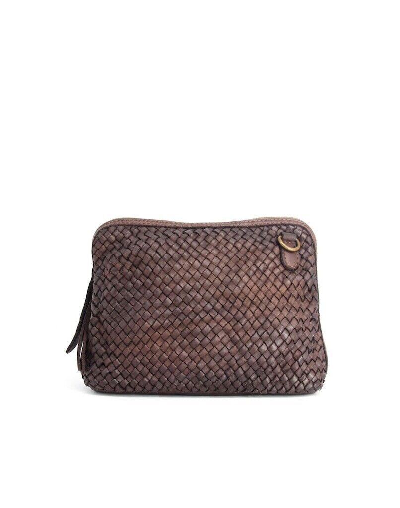 BZNA Umhängetasche Mucy Braun Designer Clutch Braided Ledertasche Schultertasche - B Z N A