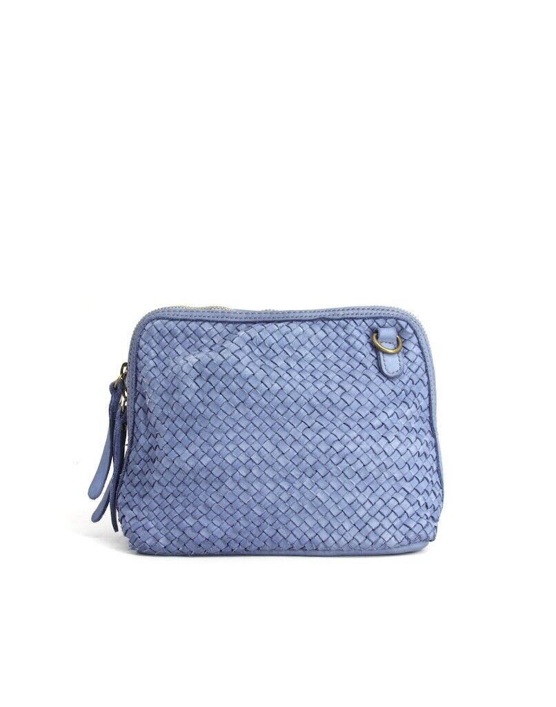 BZNA Umhängetasche Mucy Blau Designer Clutch Braided Ledertasche Schultertasche - B Z N A
