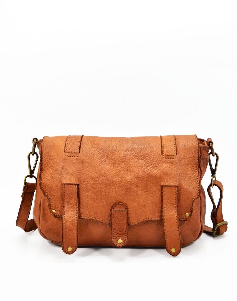 BZNA Umhängetasche Zana Designer Cognac Handtasche Ledertasche Schultertasche - B Z N A