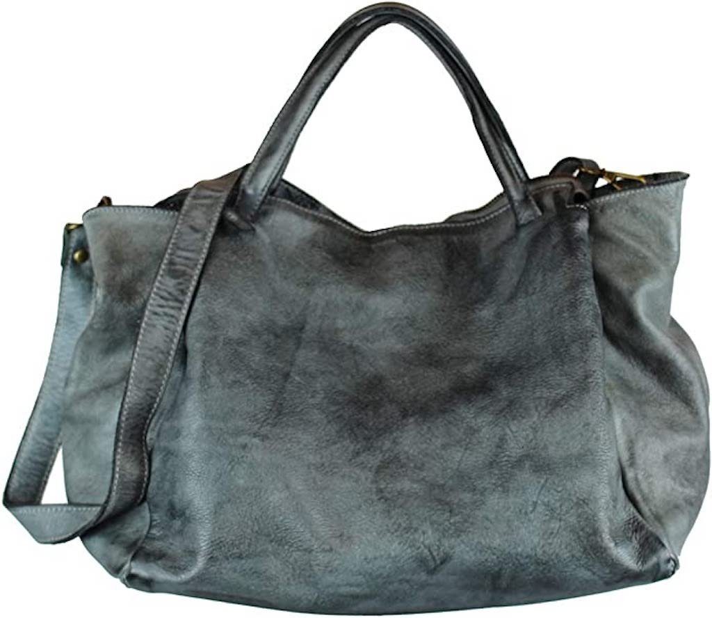 BZNA Bag Diana Grau Italy Designer Damen Handtasche Schultertasche Tasche Leder - B Z N A