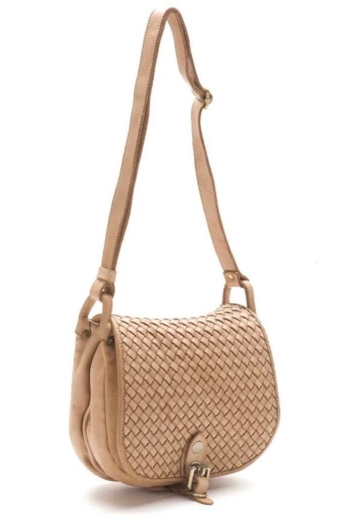 BZNA Schultertasche Tanita beige Italy Designer Handtasche Ledertasche Umhängetasche - B Z N A
