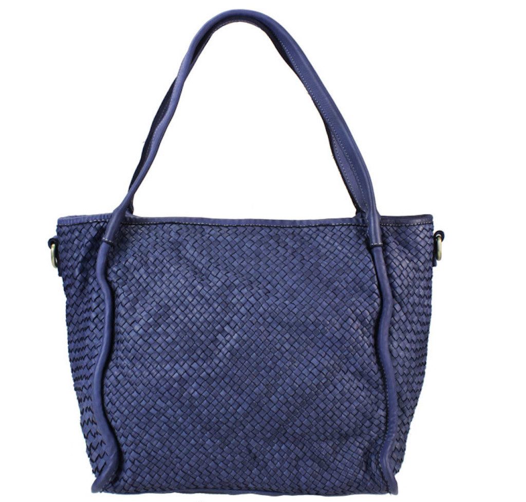 BZNA Bag Buca Blau Italy Designer Leder Schulter Ledertasche Shopper Ledertasche - B Z N A