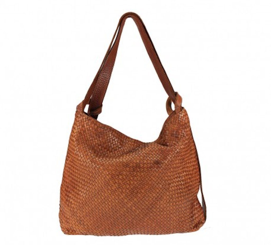 BZNA Berlin Xari Cognac Backpacker Rucksack Schultertasche Beutel Bag Leder - B Z N A
