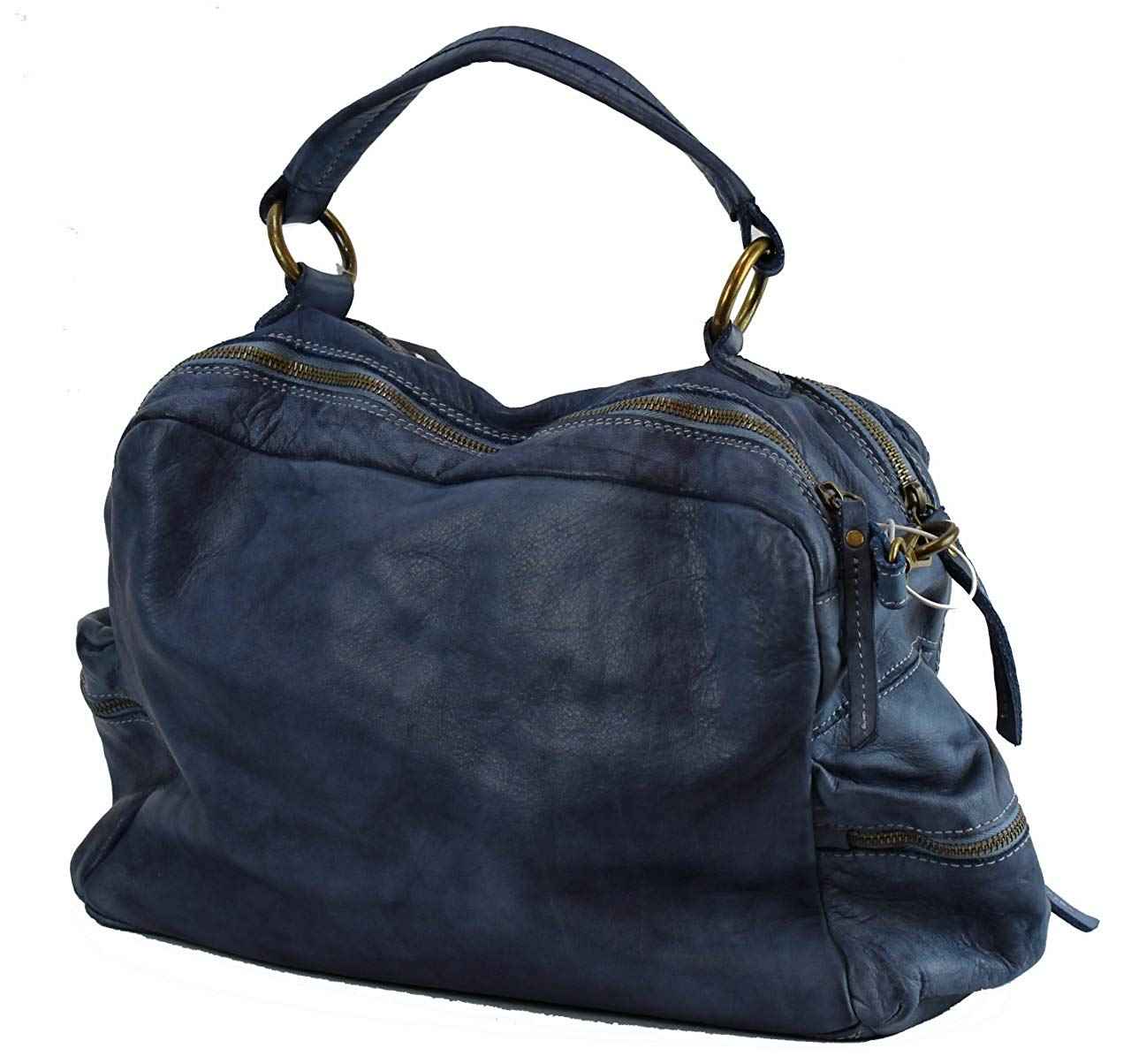 BZNA Bag Marie Blau blue sheep Italy Designer Damen Ledertasche Handtasche Schultertasche Tasche Schafsleder Shopper Neu