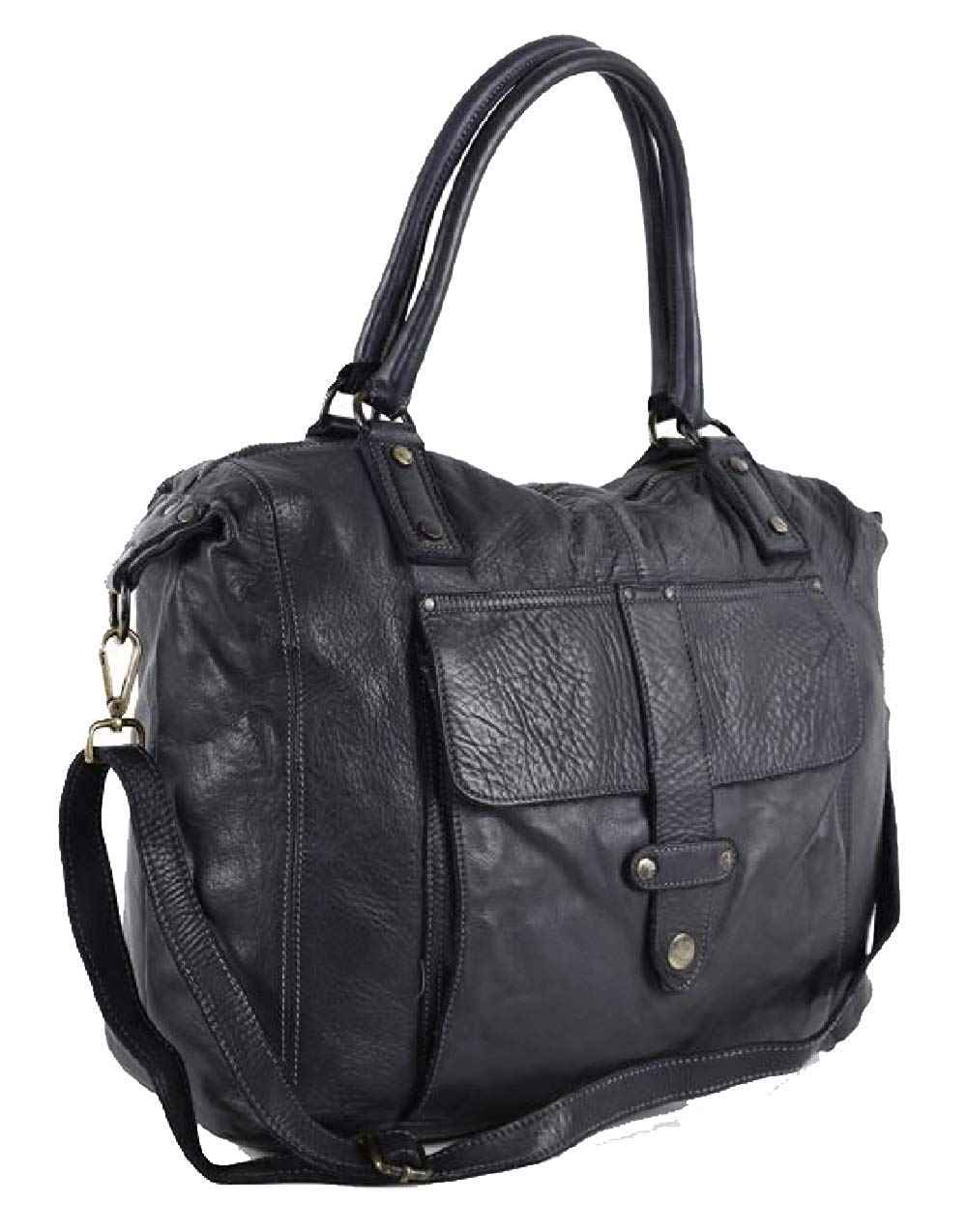 BZNA Bag Viola schwarz Italy Designer Damen Handtasche Ledertasche Schultertasche Tasche Leder Shopper Neu