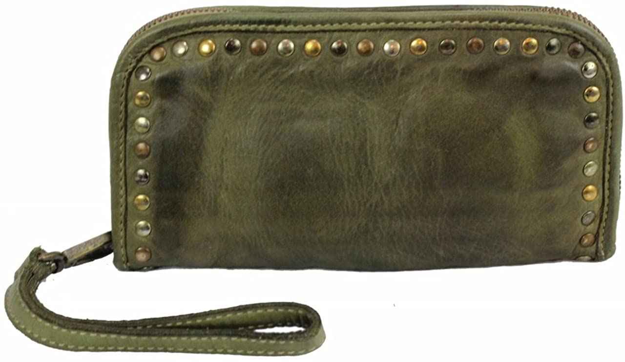 BZNA Berlin Romy Grün verde Wallet Clutch Leather Leder Portemonnaie Geldbörse Neu