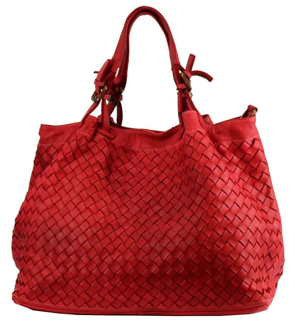 BZNA Rene Bag rosso Rot red Italy Designer geflochten Damen Handtasche Schultertasche Tasche Shopper Neu