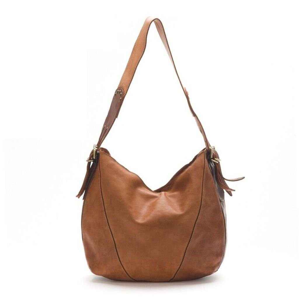 BZNA Schultertasche Branka Cognac Italy Designer Ledertasche Umhängetasche