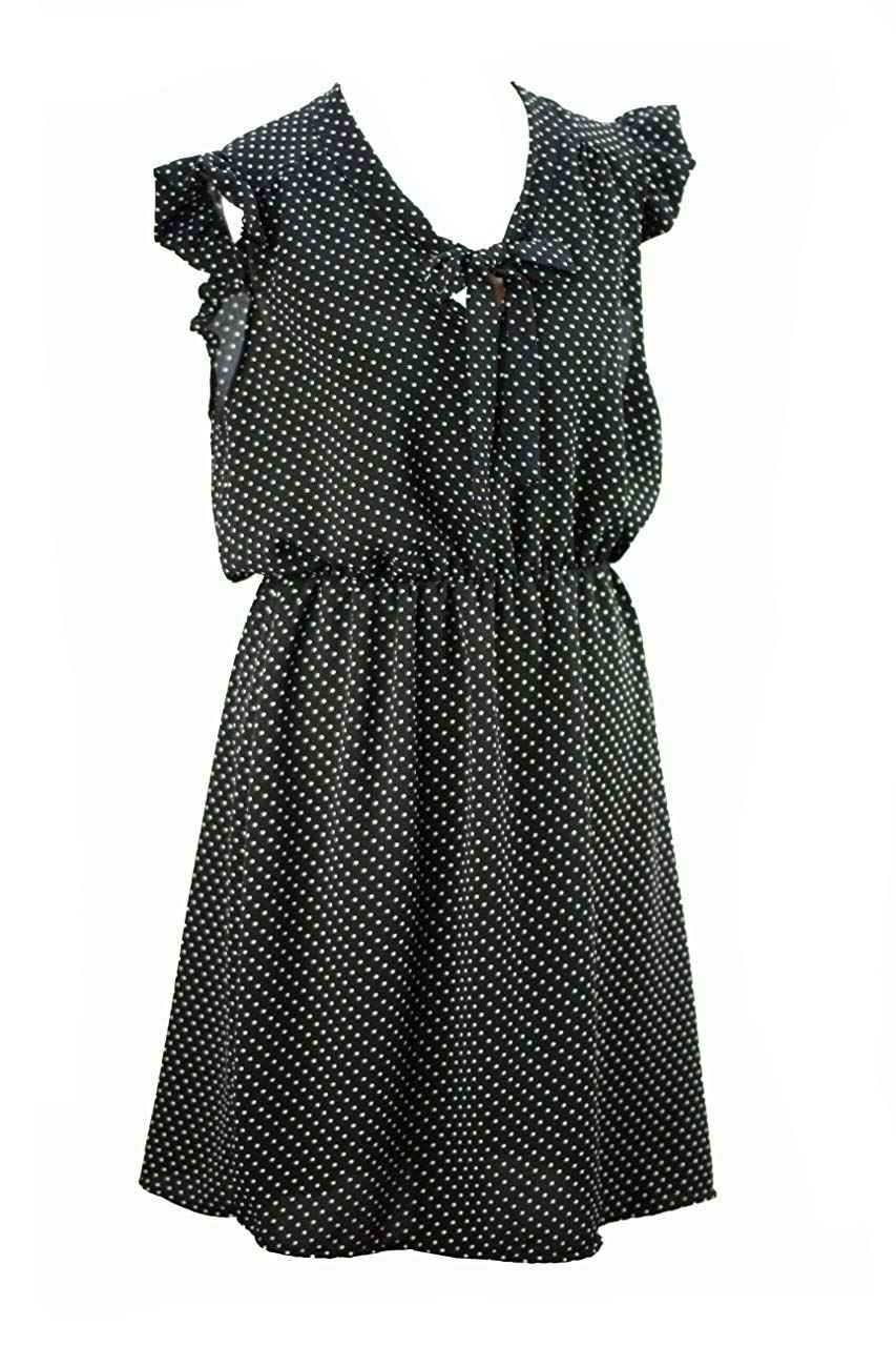 BZNA Leichtes Sommerkleid Kleid Sommer Herbst Polkakleid Damen Dress kleine Pünktchen Kleid elegant one size 34 36 38 40 42