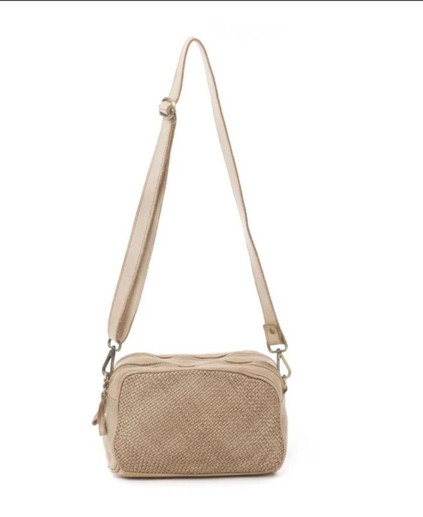 BZNA Bag Lucy helles Taupe Italy Designer Clutch Braided Ledertasche Umhängetasche Damen Handtasche Schultertasche Tasche Leder Shopper Neu - B Z N A