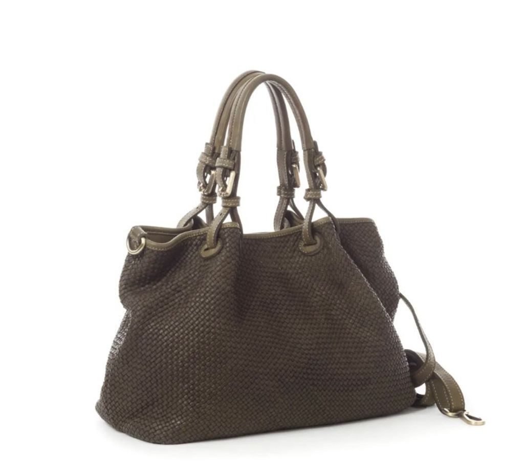 BZNA Bag Erna Grün Italy Designer geflochten Damen Handtasche Schultertasche Tasche Leder Shopper - B Z N A