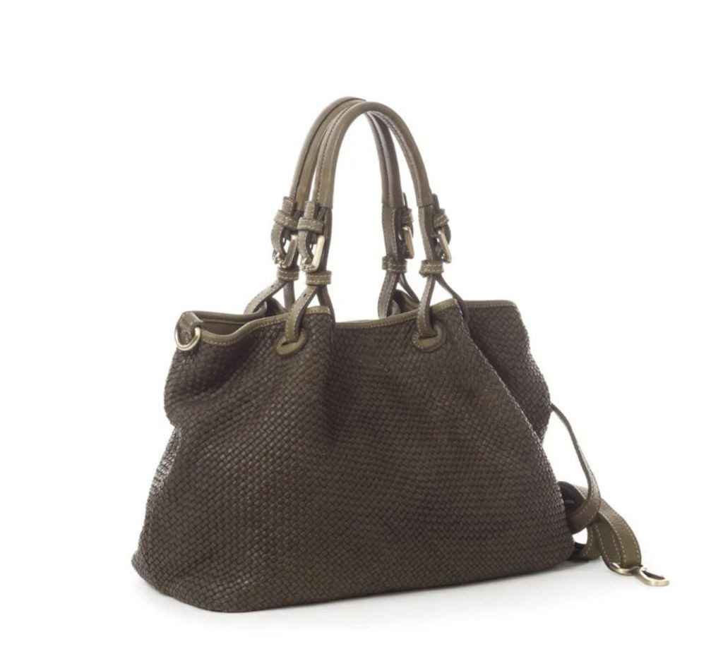 BZNA Bag Erna Grün Italy Designer geflochten Damen Handtasche Schultertasche Tasche Leder Shopper