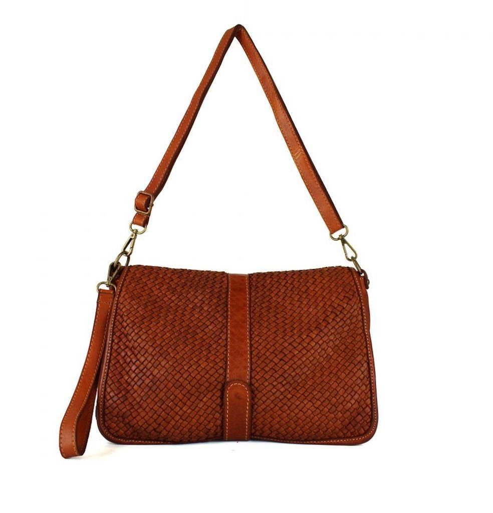 BZNA Bag Lola Cognac Italy Designer Clutch Umhängetasche Damen Handtasche Schultertasche Tasche Leder Shopper Neu - B Z N A