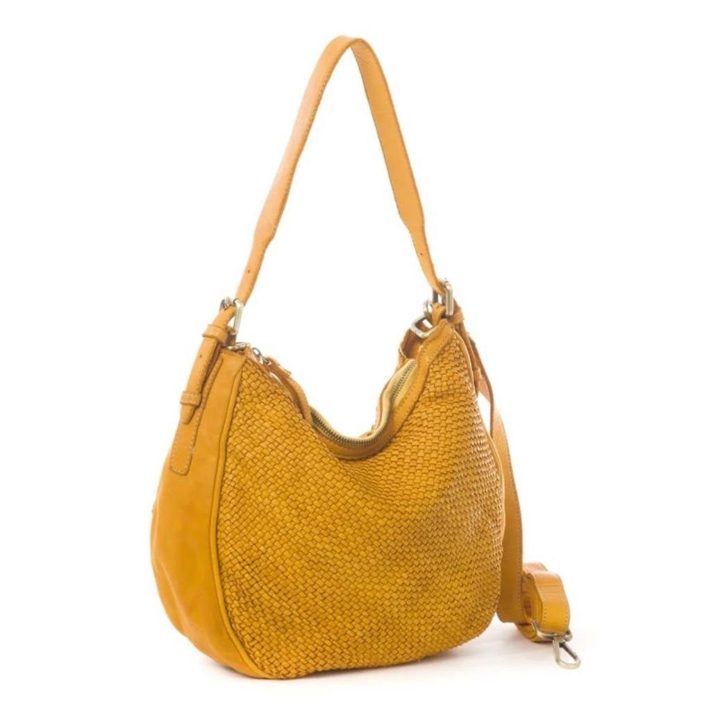 BZNA Bag Anja Gelb Italy Designer Beutel Umhängetasche Damen Handtasche Leder - B Z N A