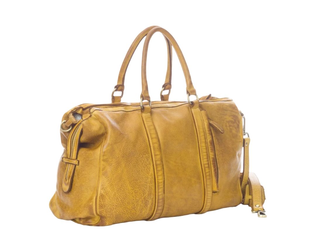 BZNA Bag Bea Gelb Italy Designer Unisex Weekender Reise Tasche Handtasche Schultertasche Leder Shopper - B Z N A