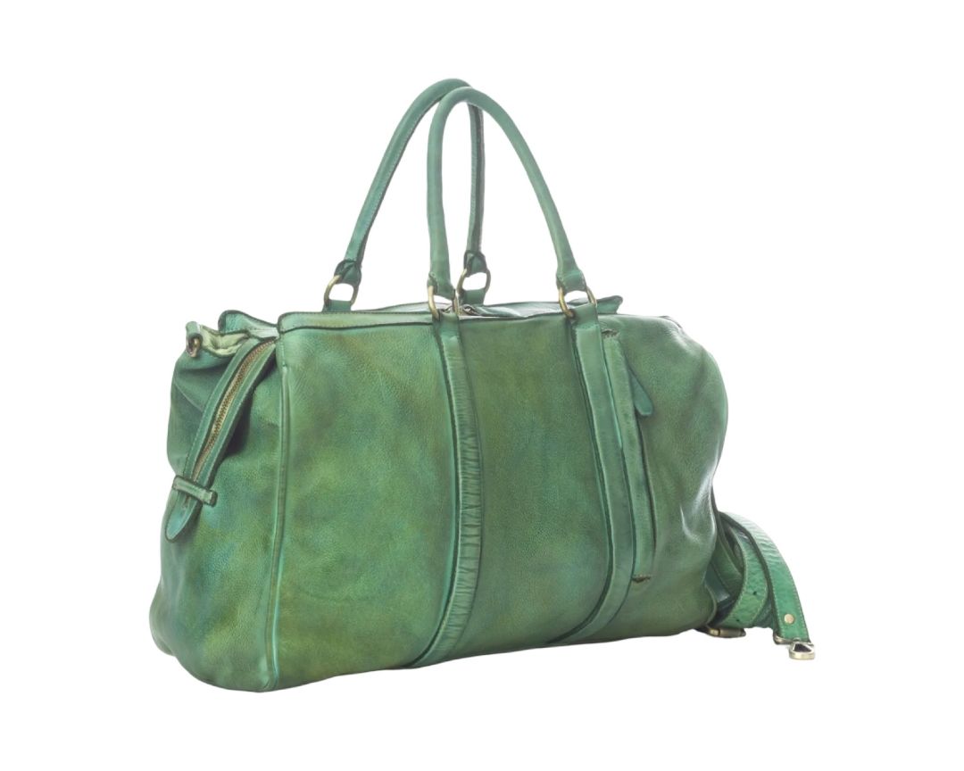 BZNA Bag Bea Grün Briliant Italy Designer Unisex Weekender Reise Tasche Handtasche Schultertasche Leder Shopper - B Z N A