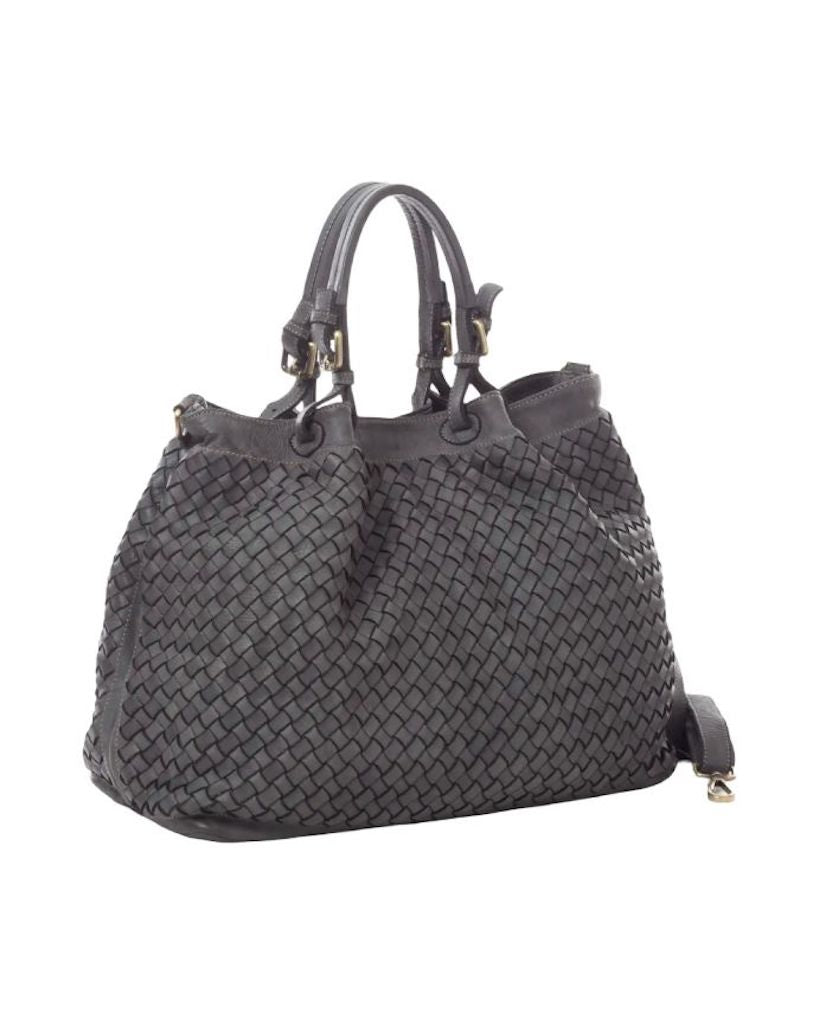 BZNA Bag Rene Grau Italy Designer geflochten Damen Handtasche Schultertasche Tasche Shopper Neu - B Z N A