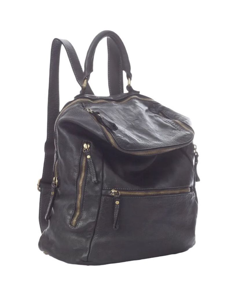 BZNA Bag Ben Schwarz Backpacker Designer Rucksack Leder Schultertasche - B Z N A