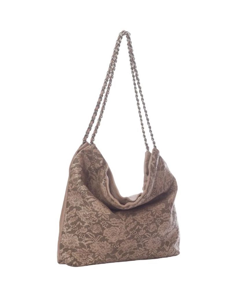BZNA Umhängetasche Emy Taupe Designer Laser Cut Beutel Handtasche Schultertasche - B Z N A