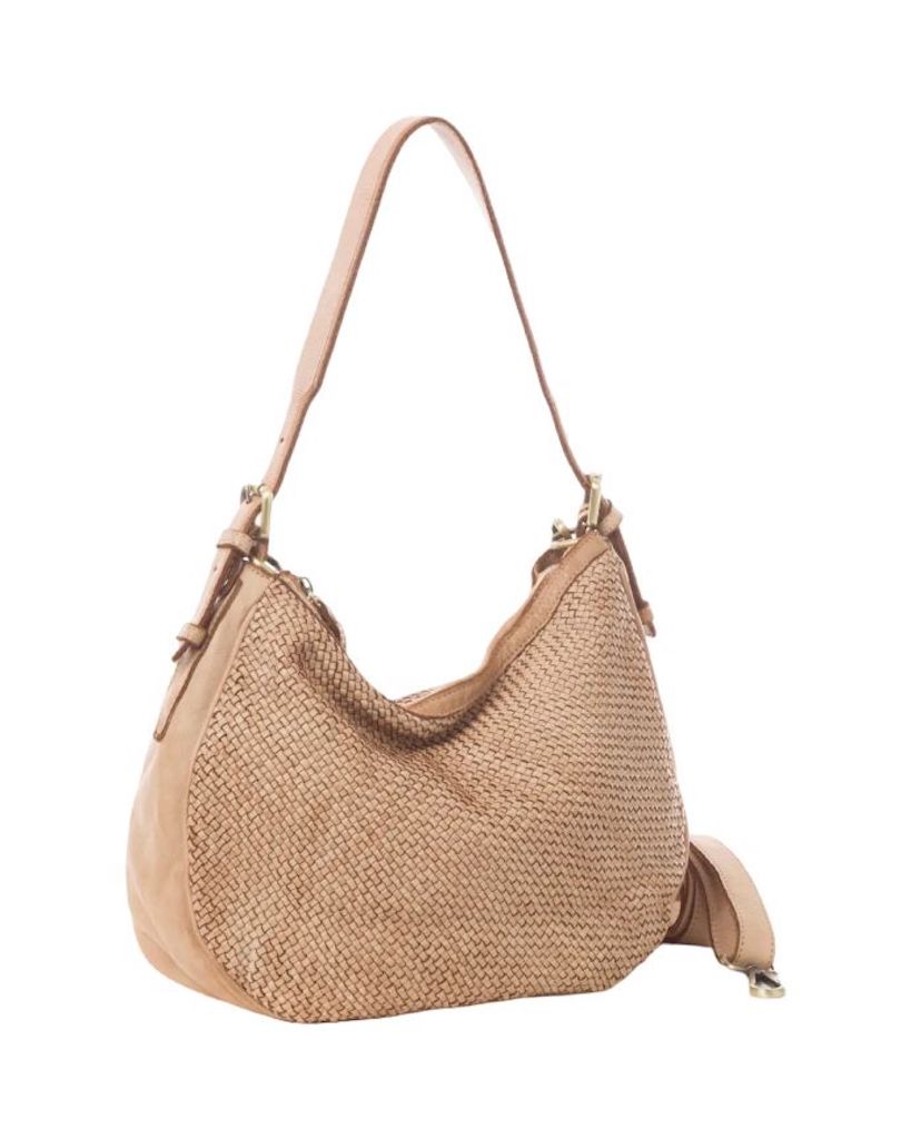 BZNA Bag Anja Beige Italy Designer Beutel Umhängetasche Damen Handtasche Leder - B Z N A