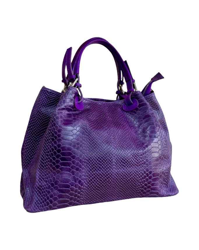 BZNA Bag Charlotte Viola Snake Prägung Leder Italy Damen Shopper Handtasche Schultertasche Tasche