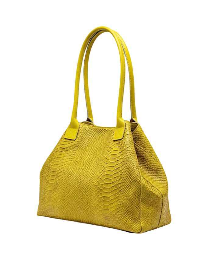 BZNA Bag Ladasha Gelb Snake Prägung Leder Italy Damen Shopper Handtasche Schultertasche Tasche