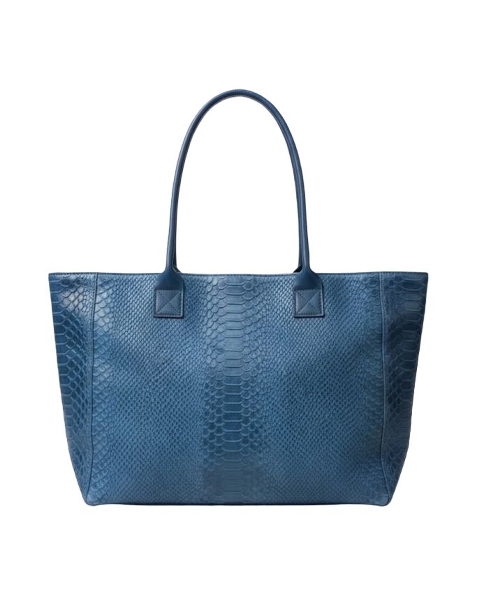 BZNA Bag Ladasha Blue Jeans Snake Prägung Leder Italy Damen Shopper Handtasche Schultertasche Tasche - B Z N A