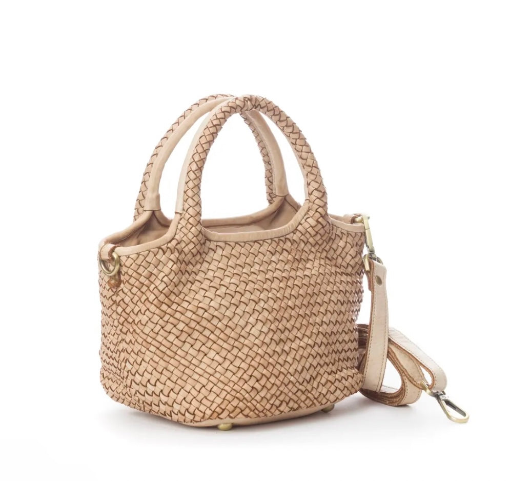 BZNA Bag Mala Beige Italy kleine Damen Handtasche Schultertasche Tasche Leder - B Z N A