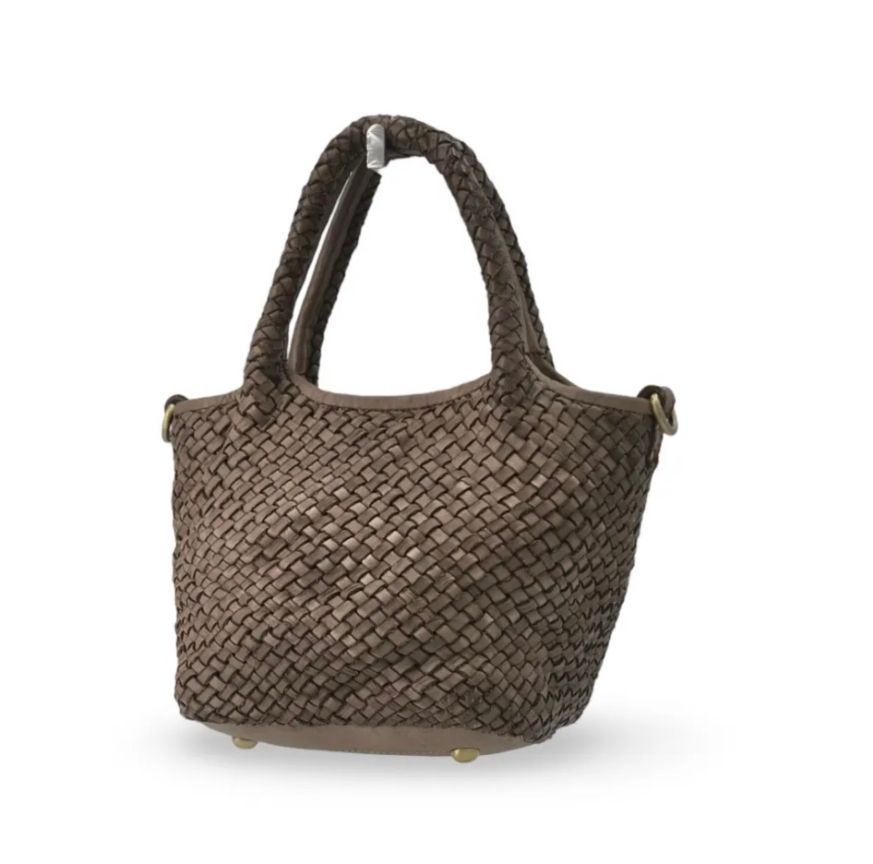 BZNA Bag Mala Taupe Italy kleine Damen Handtasche Schultertasche Tasche Leder - B Z N A