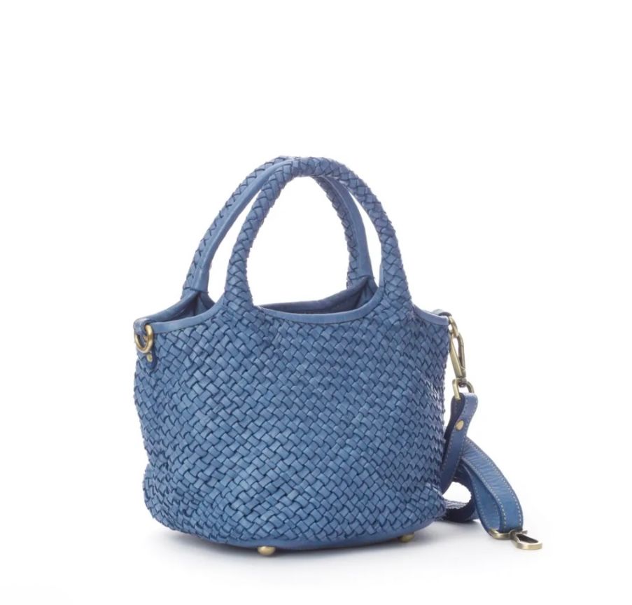 BZNA Bag Mala Jeans Blau Italy kleine Damen Handtasche Schultertasche Tasche Leder - B Z N A