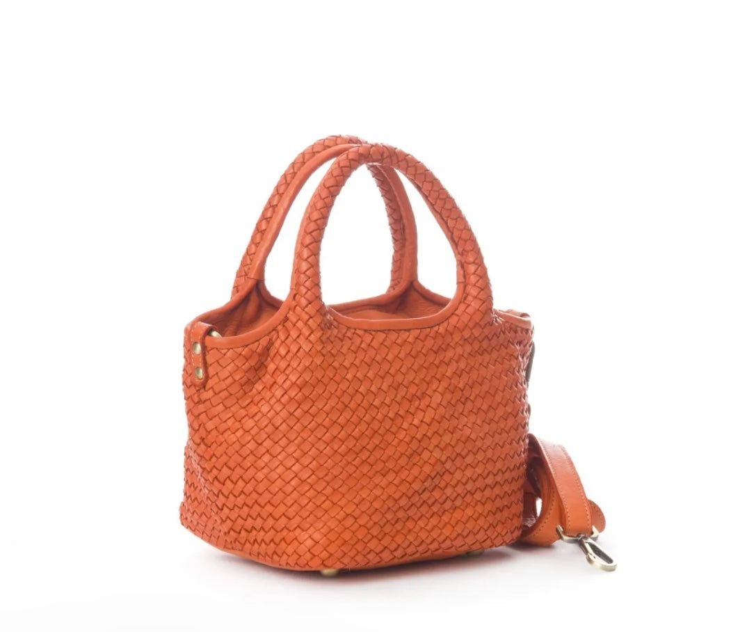 BZNA Bag Mala Orange Italy kleine Damen Handtasche Schultertasche Tasche Leder - B Z N A