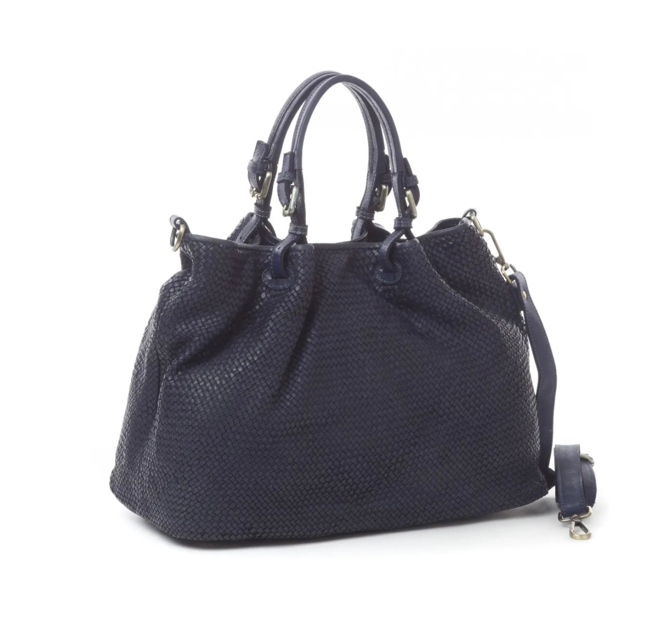 BZNA Bag Erna Blau Italy Designer geflochten Damen Handtasche Schultertasche Tasche Leder Shopper - B Z N A