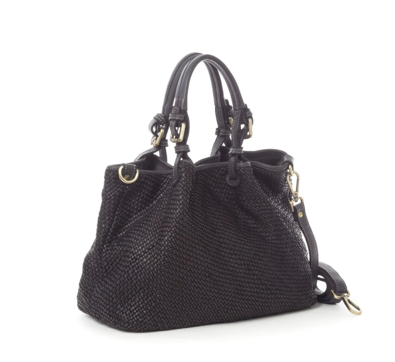 BZNA Bag Erna Schwarz Italy Designer geflochten Damen Handtasche Schultertasche Tasche Leder Shopper - B Z N A