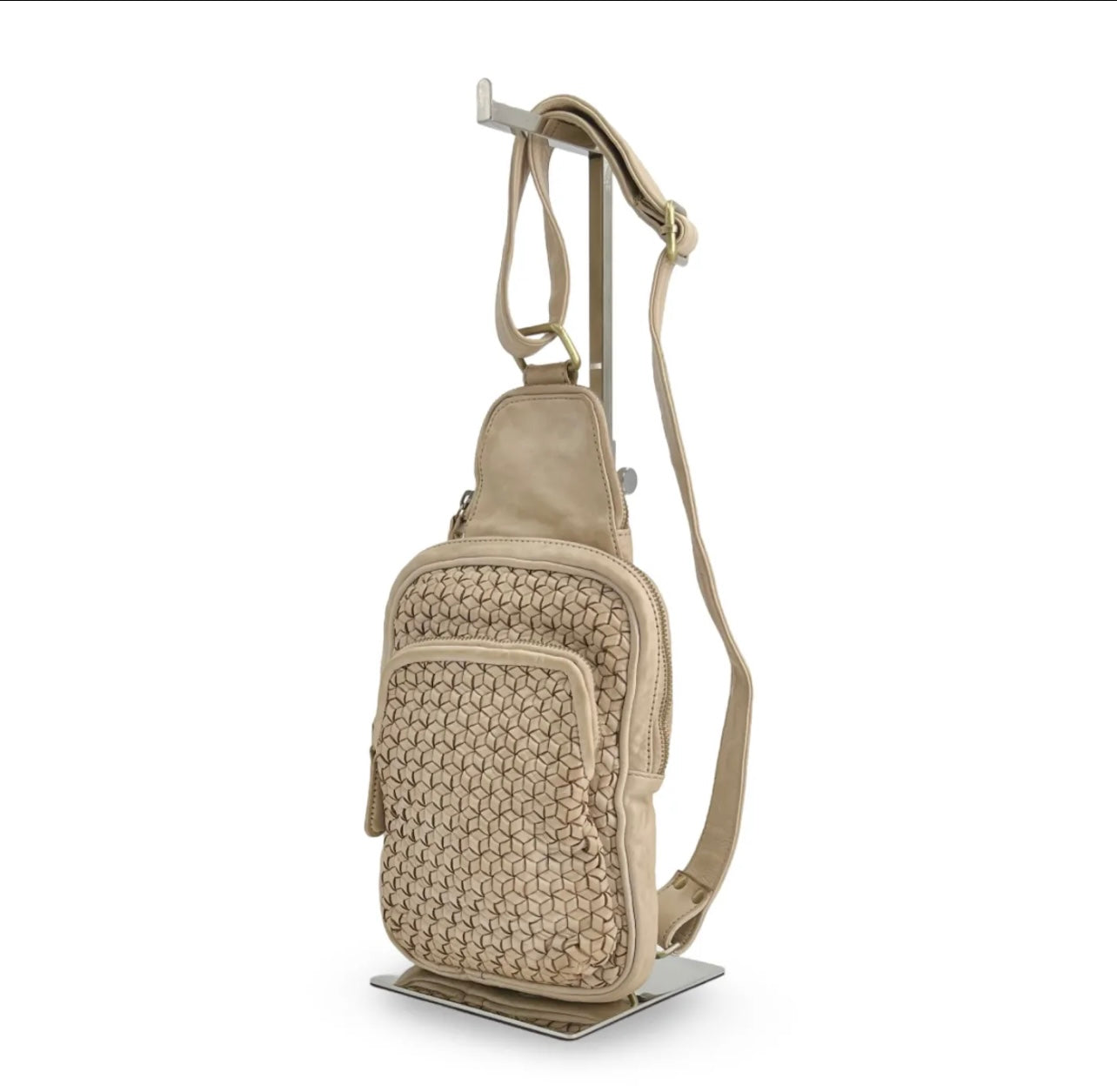 BZNA Bag Jola Beige Italy Designer Leder Designer Gürteltasche Umhängetasche - B Z N A