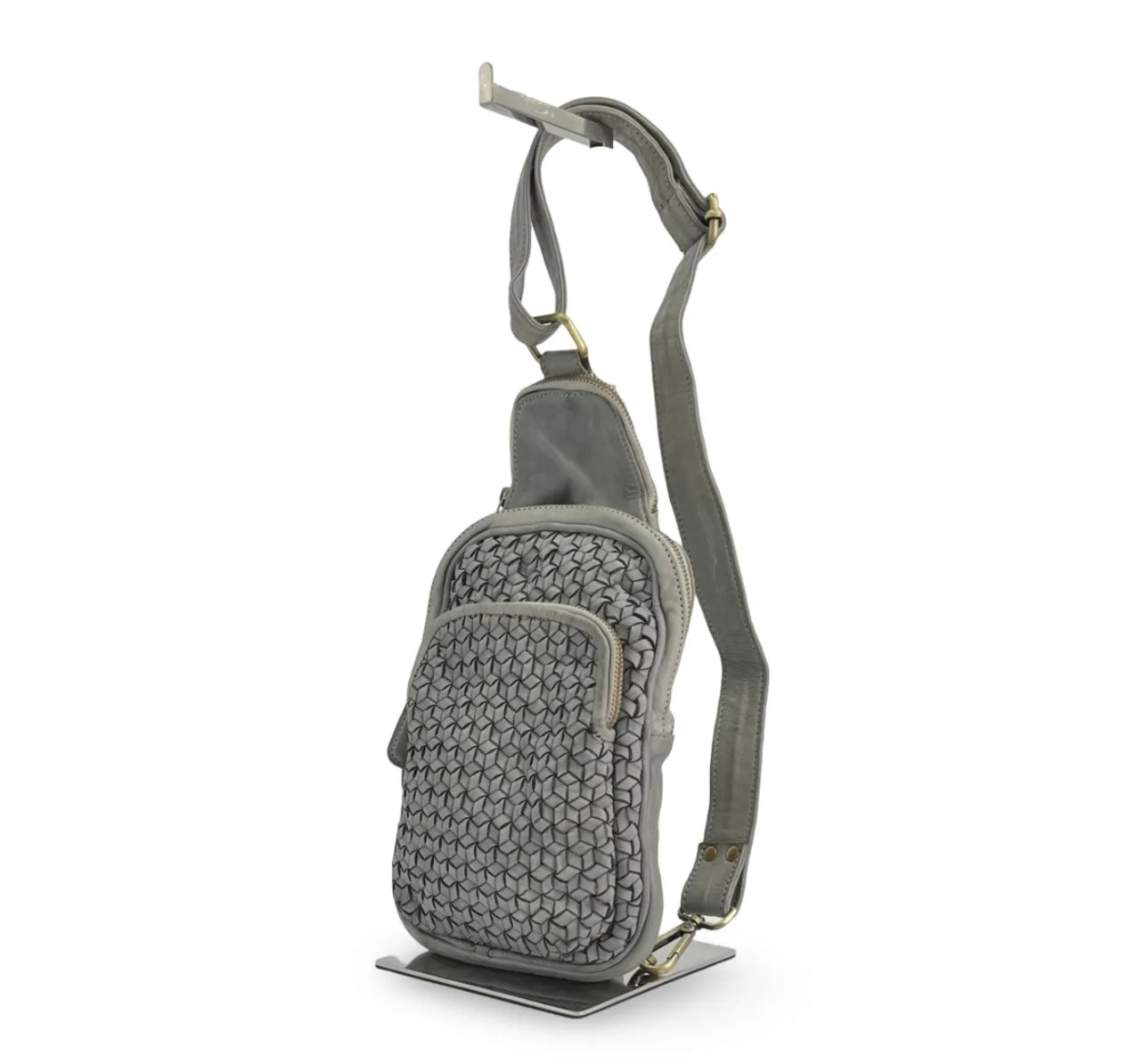 BZNA Bag Jola Taupe Grau Italy Designer Leder Designer Gürteltasche Umhängetasche - B Z N A