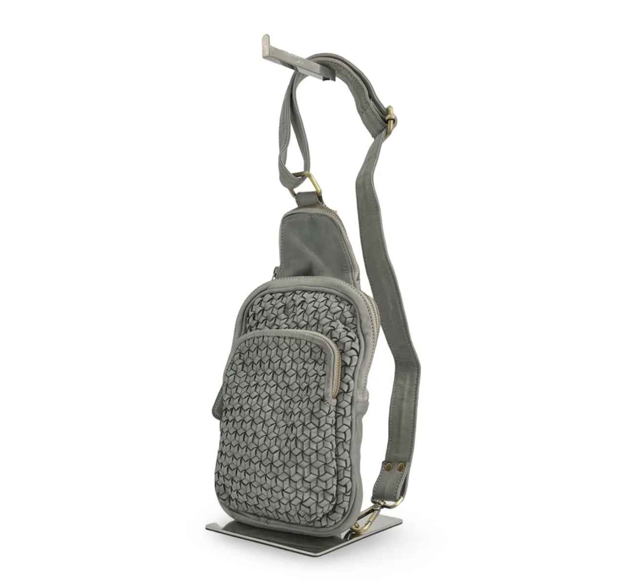BZNA Bag Jola Taupe Grau Italy Designer Leder Designer Gürteltasche Umhängetasche