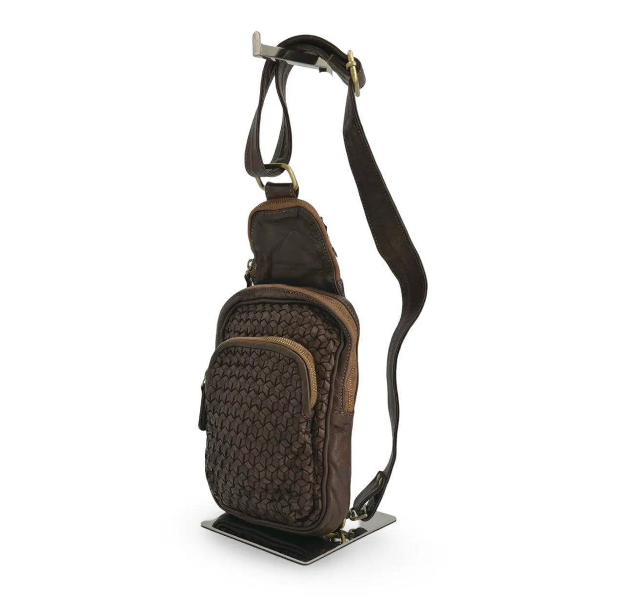 BZNA Bag Jola Braun Italy Designer Leder Designer Gürteltasche Umhängetasche - B Z N A