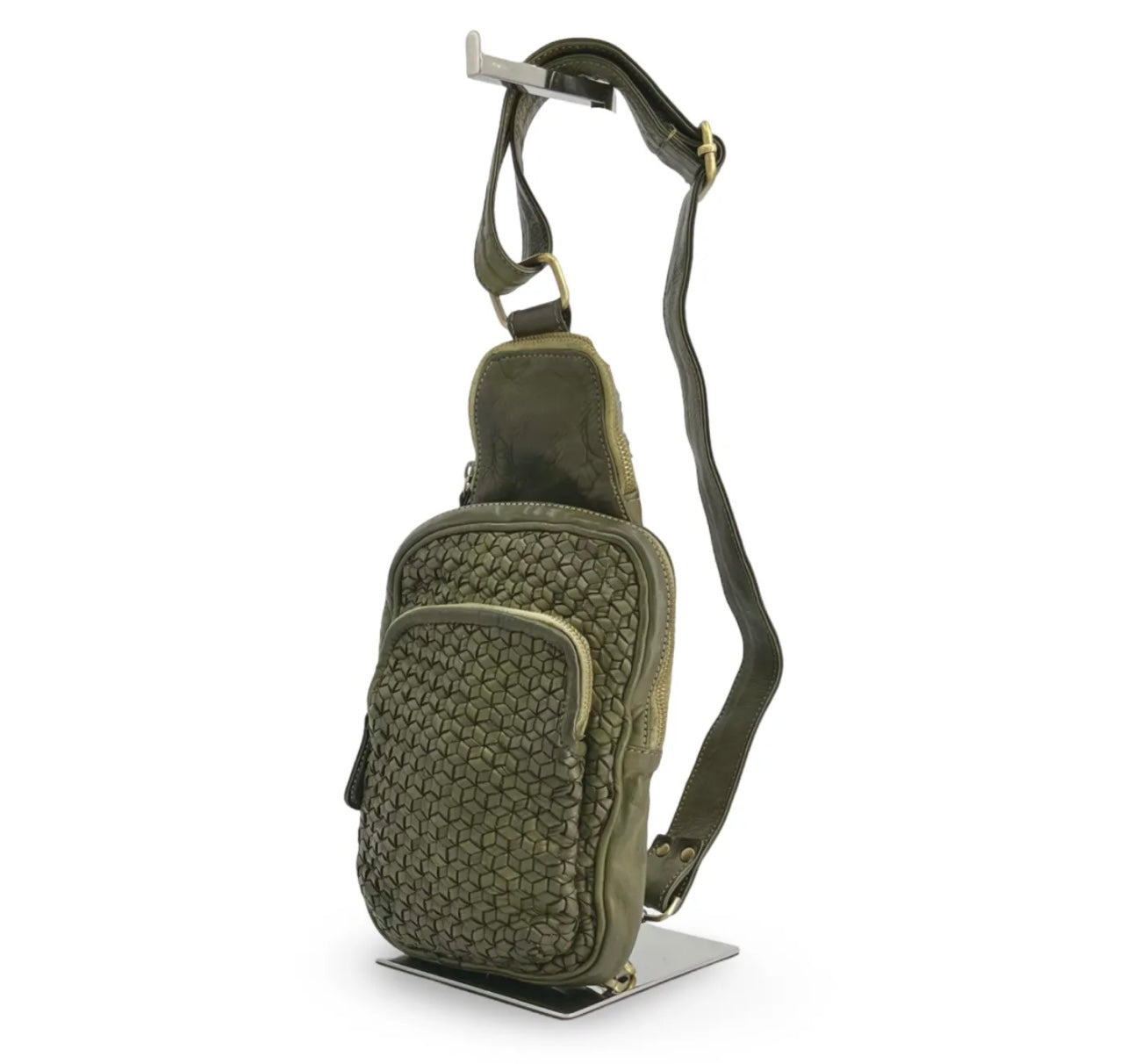 BZNA Bag Jola Grün Italy Designer Leder Designer Gürteltasche Umhängetasche - B Z N A