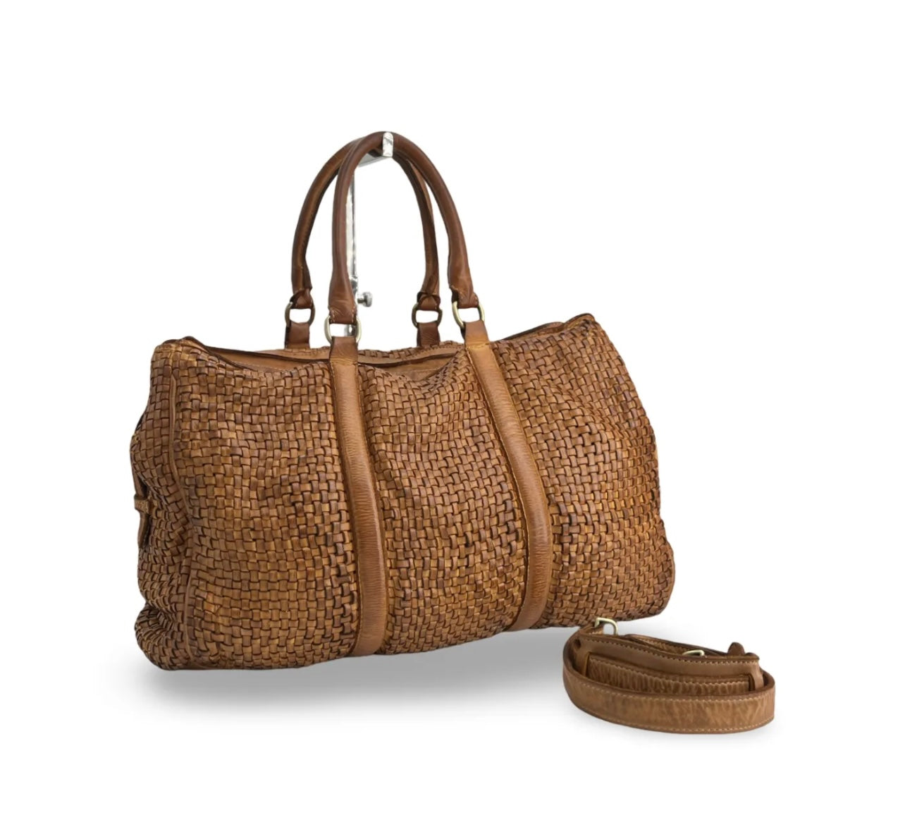 BZNA Bag Pepper Cognac Italy Designer Weekender Reise Tasche Handtasche Schultertasche Leder Shopper - B Z N A