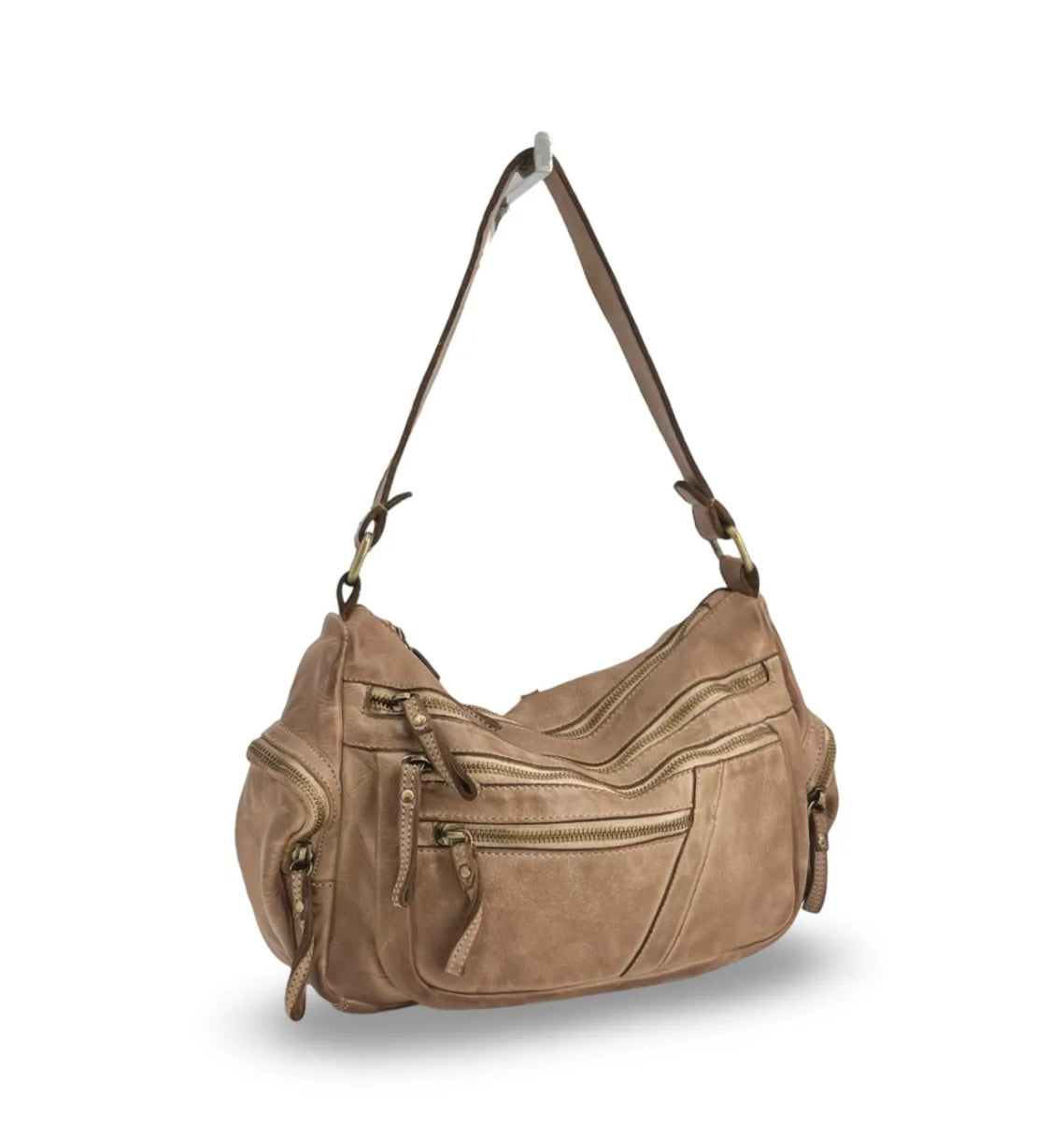 BZNA Bag Panna Noce Walnut Italy Designer Leder Schulter Ledertasche Umhängetasche - B Z N A