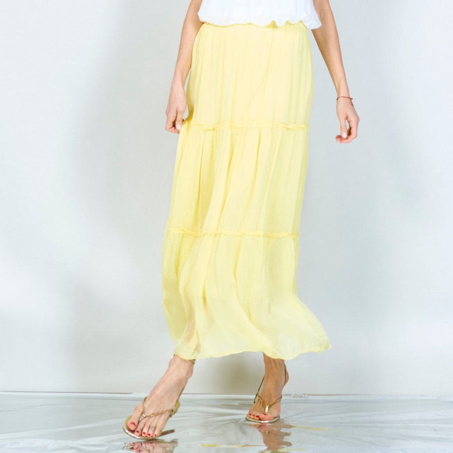 BZNA Rock mit Seide Rüschen Seidenchiffon Seidenrock Onesize - B Z N A