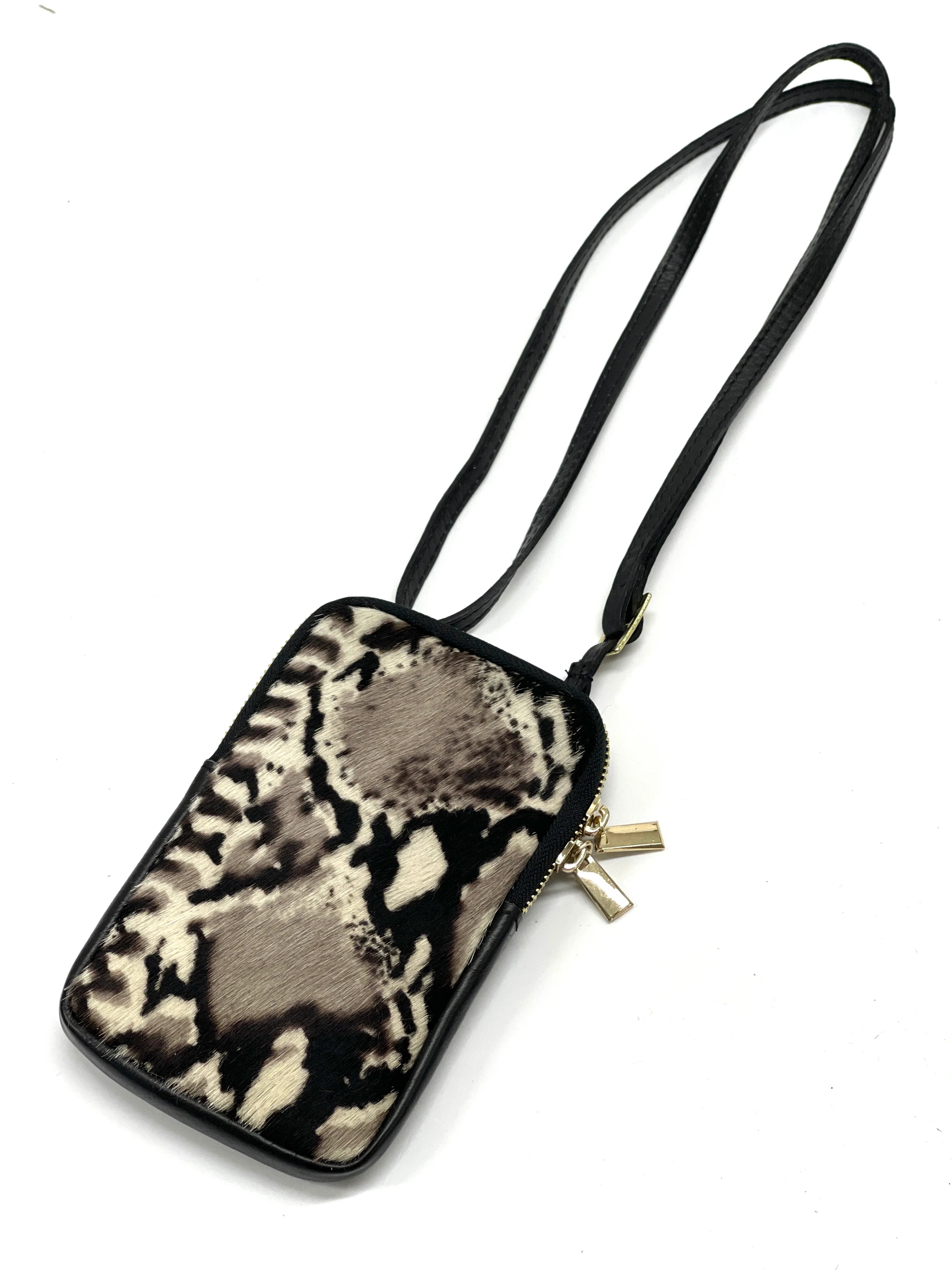 BZNA Bag Mobile Python Smog Handy Umhängetasche aus Leder Felltasche mit Reißverschluss - B Z N A