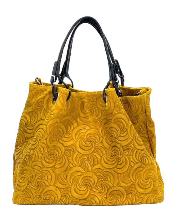 BZNA Bag Sephrina Senape geprägt Leder Italy Damen Shopper Handtasche Schultertasche Tasche